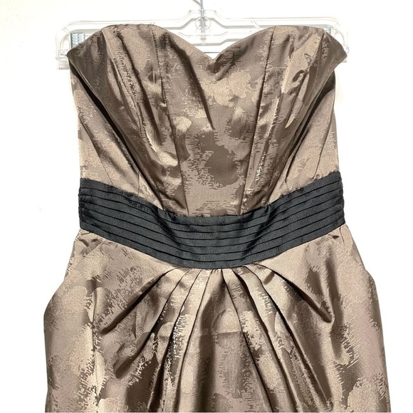 H&M Brown & Black Sweetheart Neckline Strapless Cocktail Dress Pleated size 4 - Picture 2 of 9